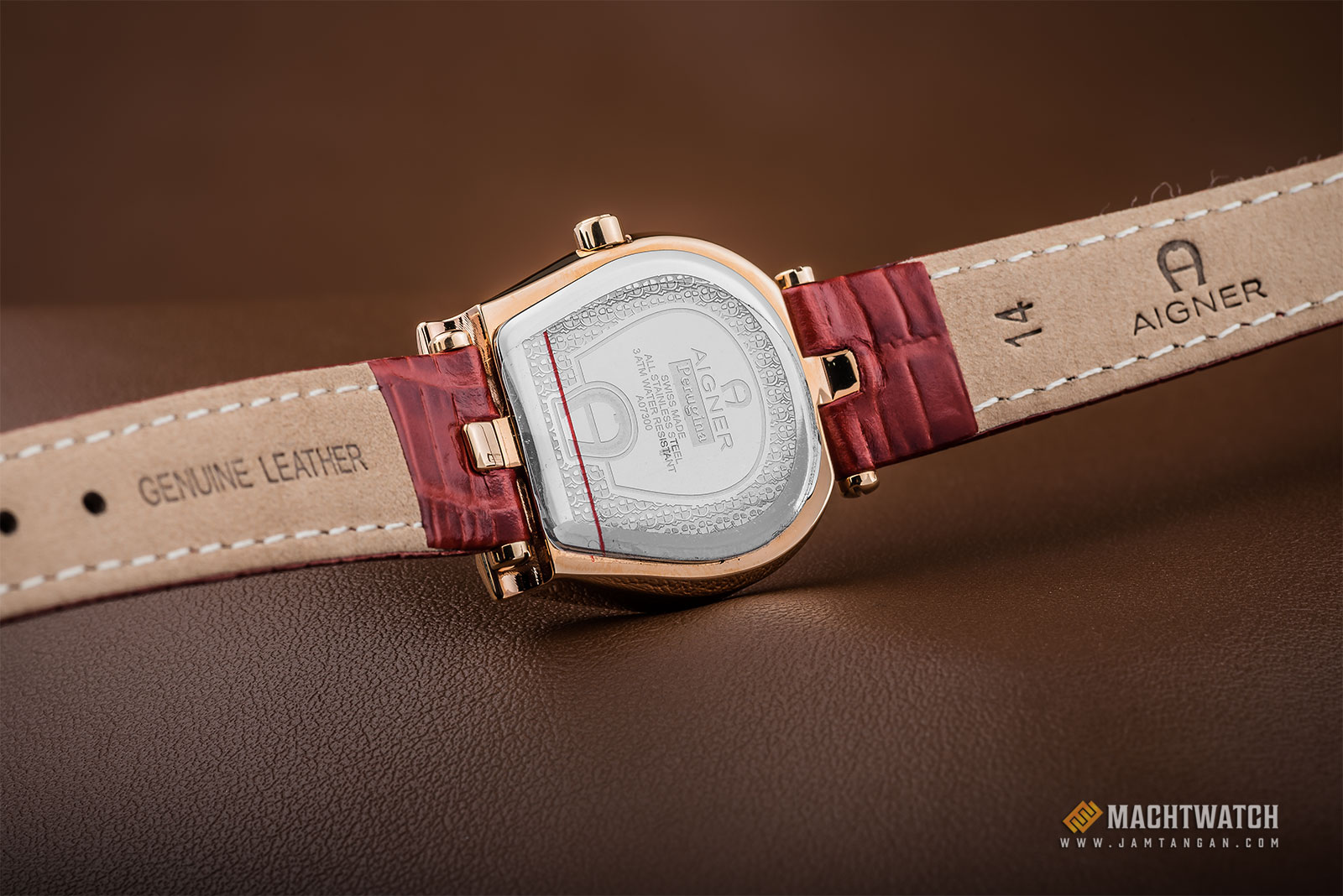 Aigner A07306A Ladies Silver Dial Red Leather Strap Machtwatch
