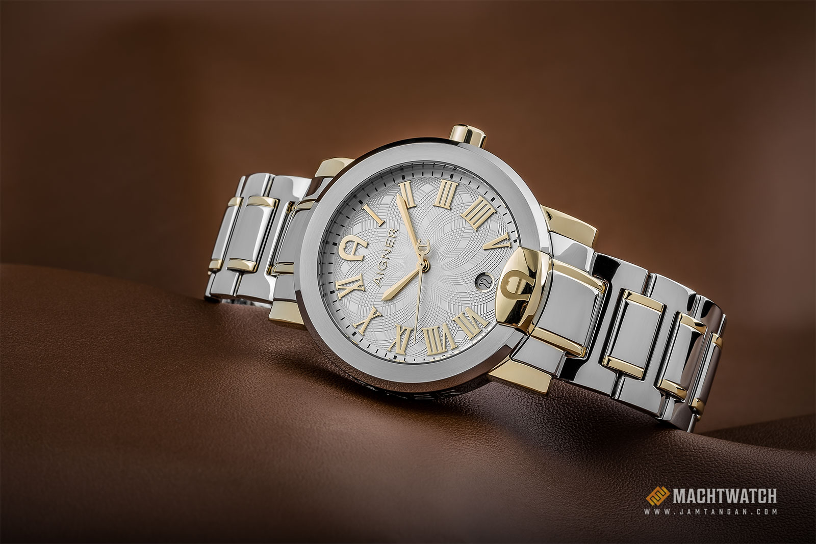 Aigner A103110 Men Silver Dial Dual Tone Stainless Steel Strap Machtwatch