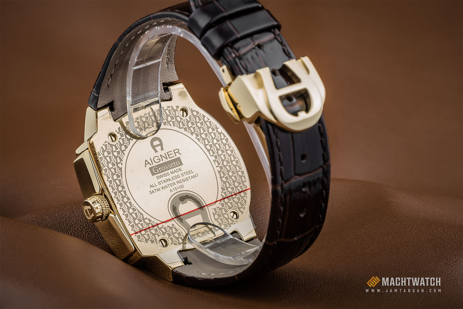 Aigner A15124 Men White Dial Dark Brown Leather Strap Machtwatch