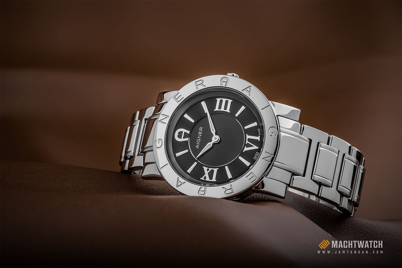 Aigner A26335 Ladies Black Dial Stainless Steel Strap Machtwatch