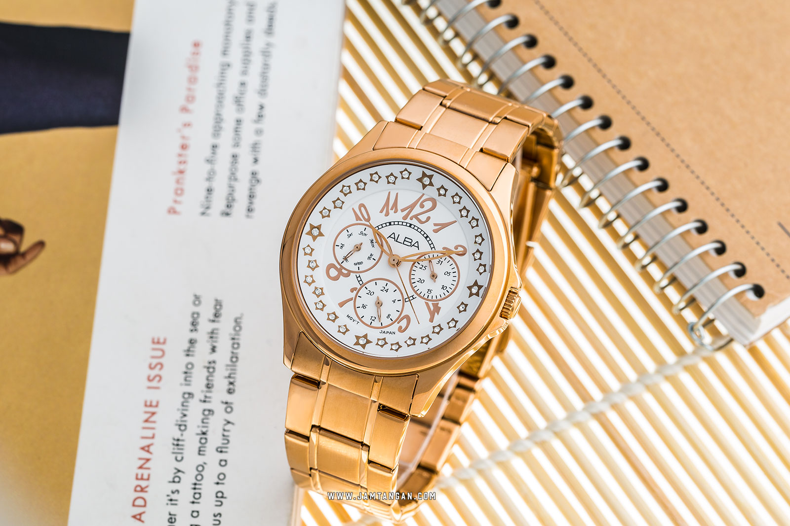 Alba ASPE58X1 Ladies White Dial Rose Gold Stainless Steel Strap Machtwatch