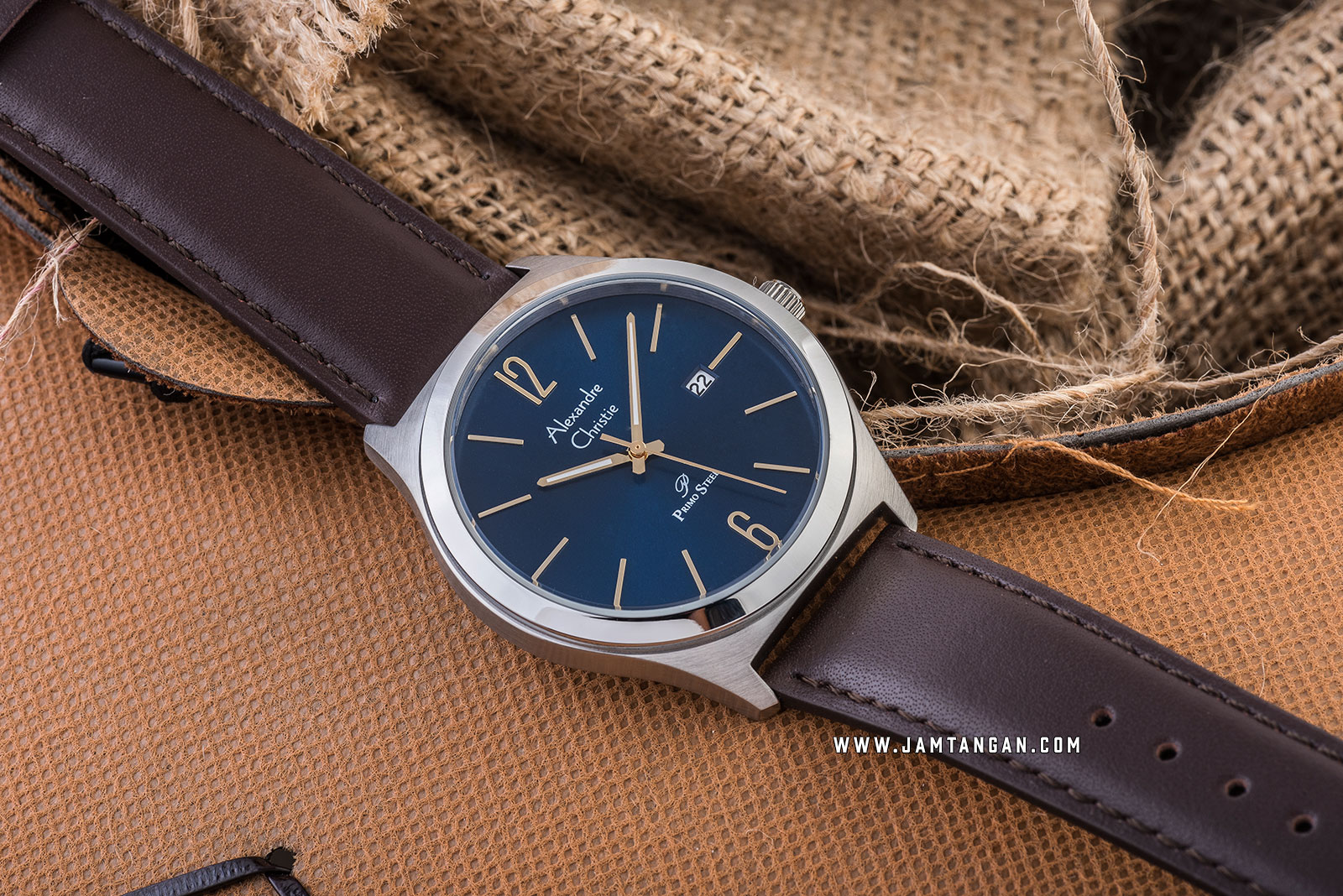 Alexandre Christie AC 1009 MD LSSBU Blue Dial Brown Leather Strap Machtwatch
