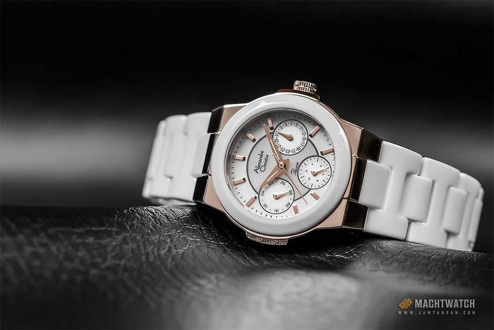 Alexandre Christie Passion AC 2224 BF BCGSL Ladies White Dial White Ceramic Strap Machtwatch