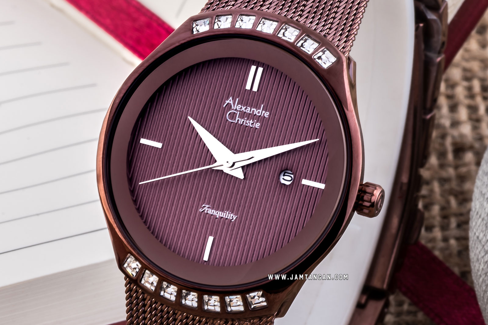 Alexandre Christie AC 2668 LD BBNBO Tranquility Ladies Brown Dial Brown Mesh Strap Machtwatch