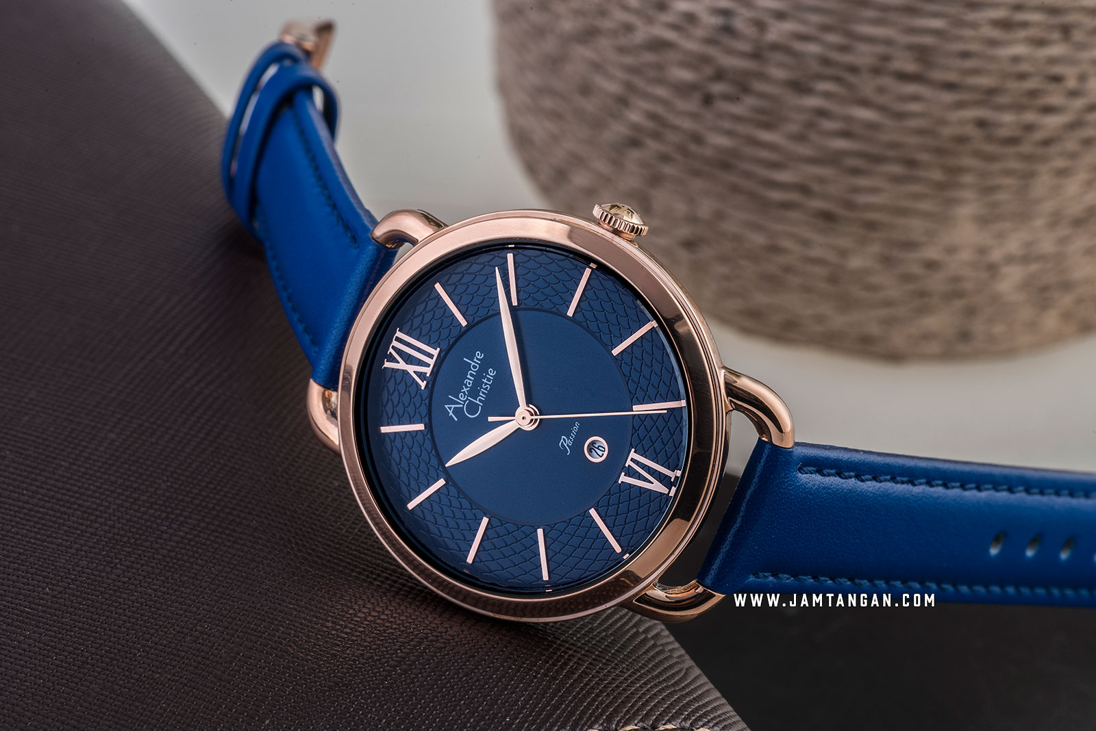Alexandre Christie AC 2674 LD LRGBU Ladies Blue Dial Blue Leather Strap Machtwatch