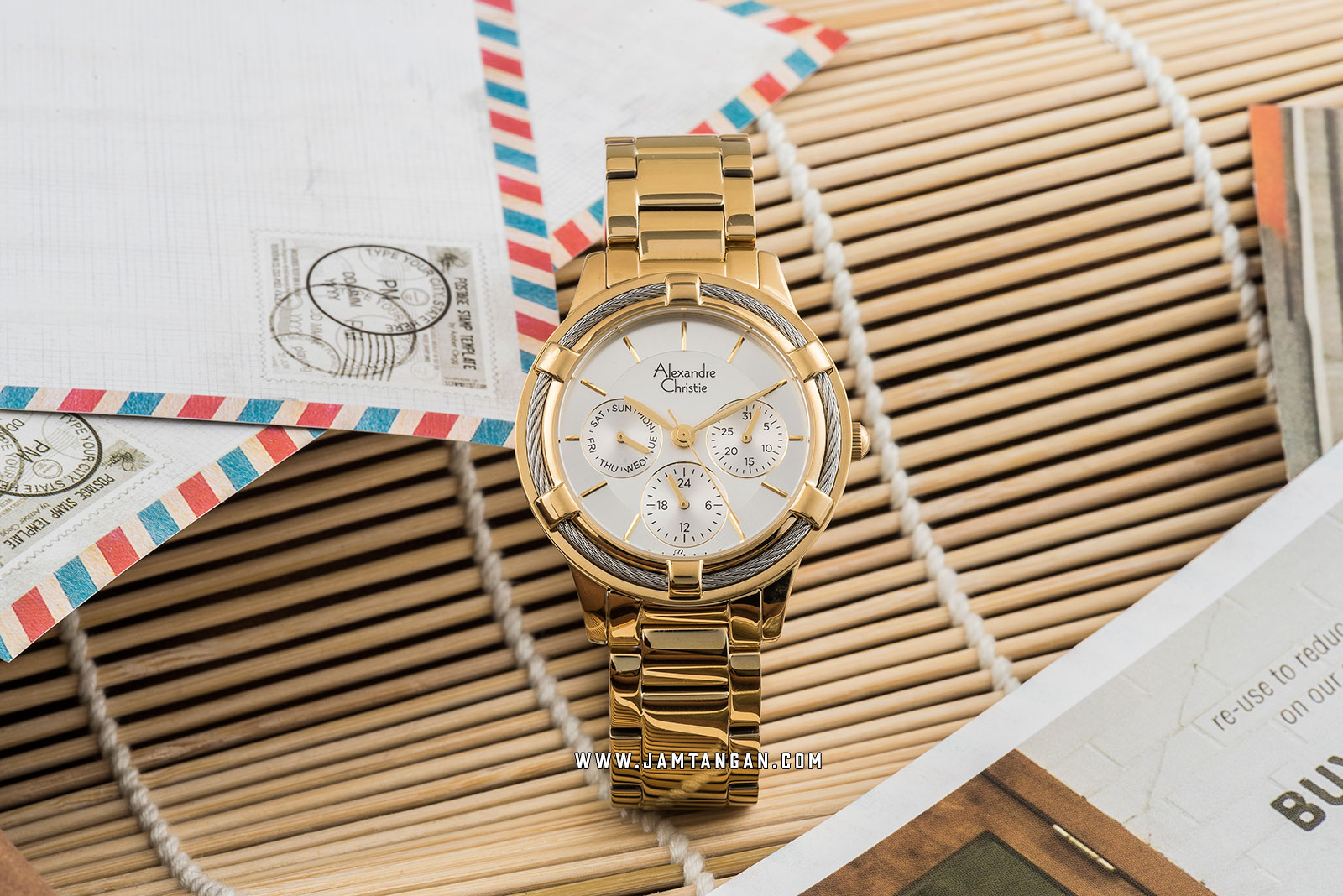 Alexandre Christie AC 2730 BF BGPSL Ladies Silver Dial Gold Stainless Steel Strap Machtwatch