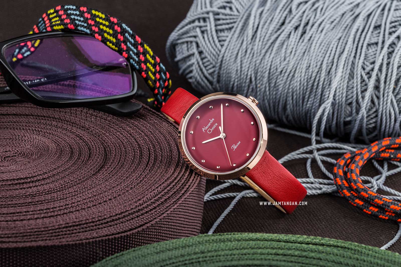 Alexandre Christie AC 2745 LH LRGRE Ladies Red Dial Red Leather Strap Machtwatch