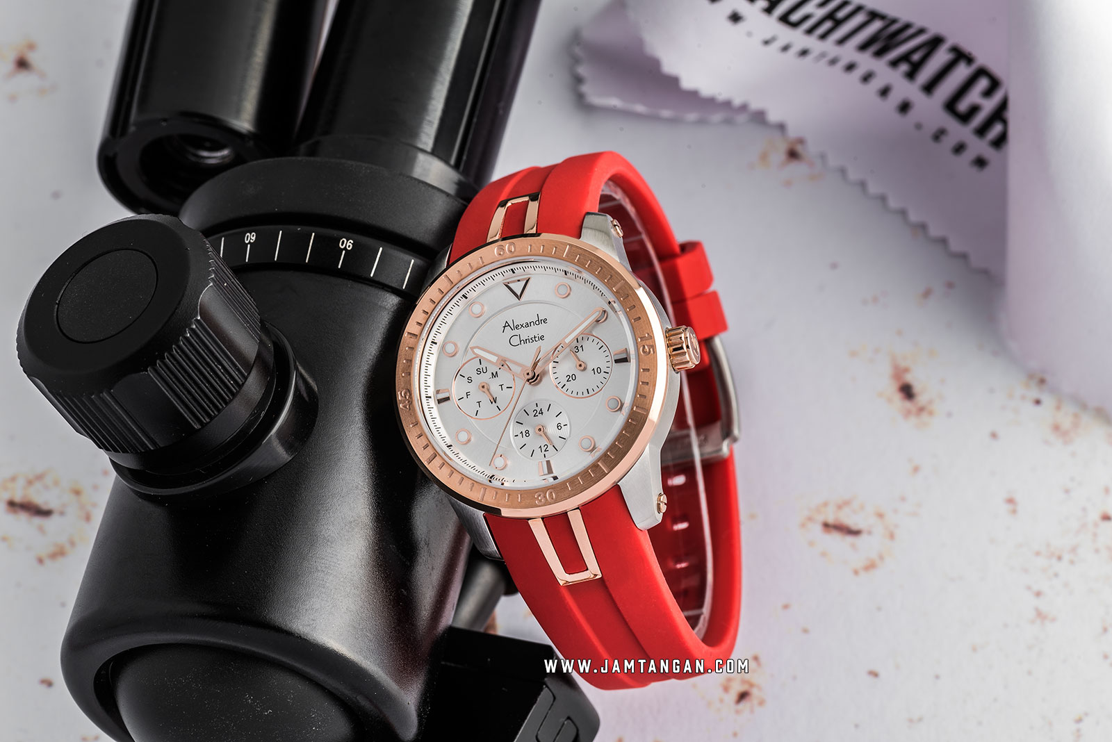 Alexandre Christie AC 2772 BF RTRSL Ladies Silver Dial Red Resin Strap Machtwatch