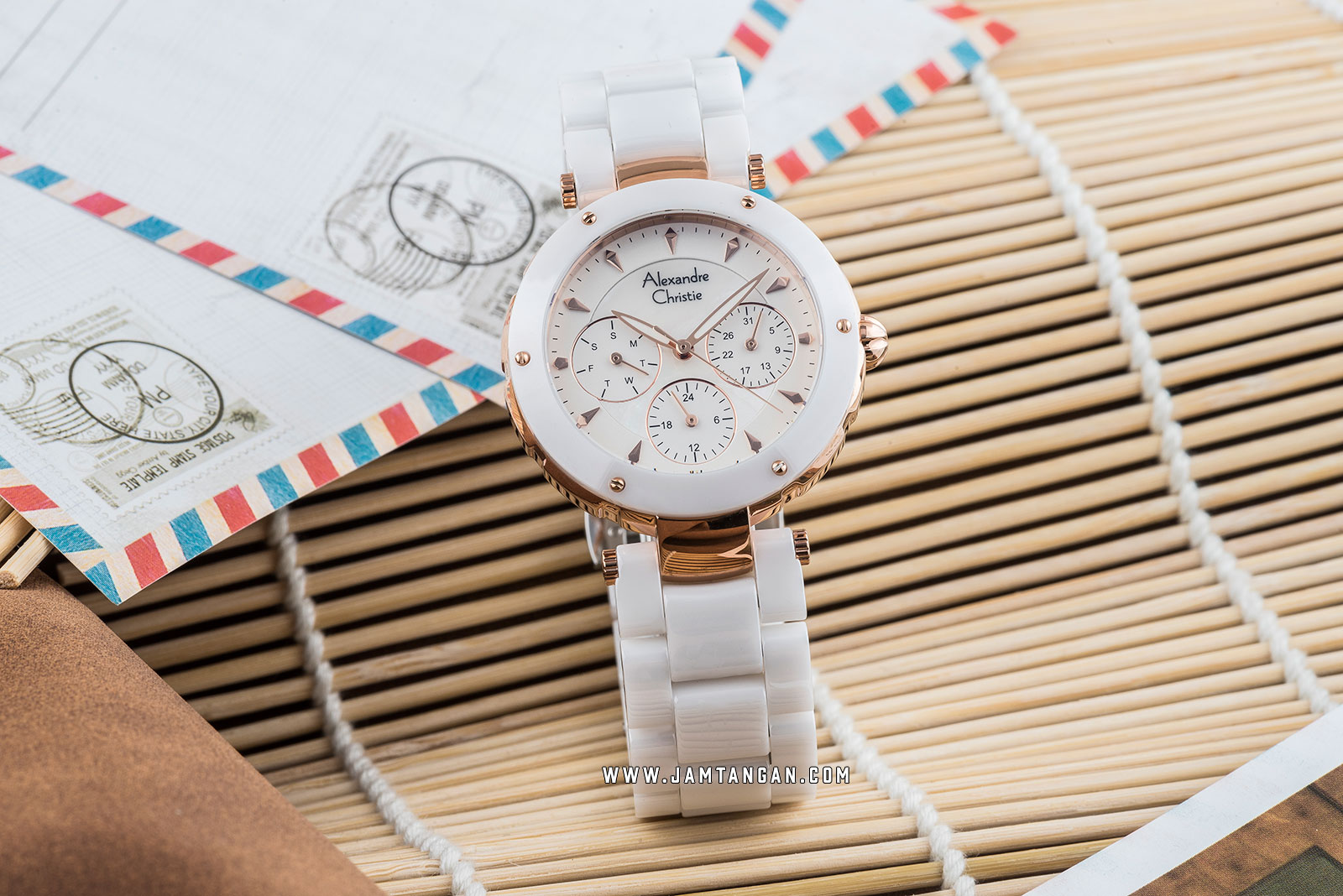 Alexandre Christie AC 2807 BF BRGSL Ladies Mother of Pearl Dial White Stainless Steel Machtwatch