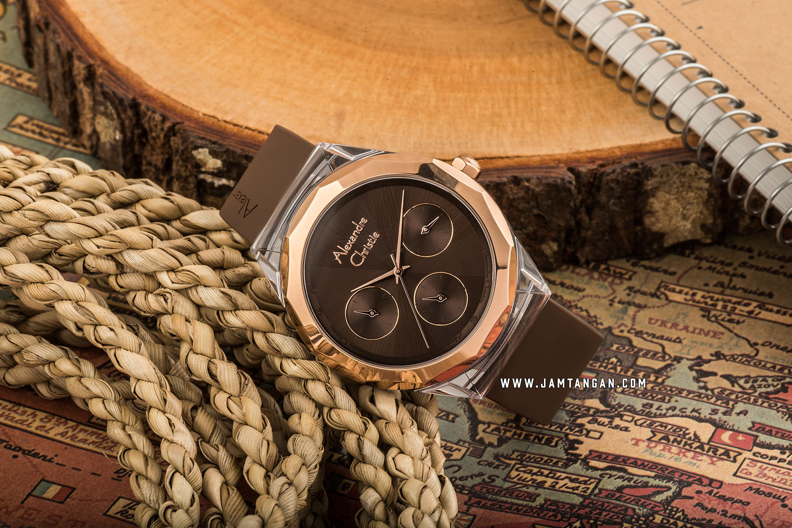Alexandre Christie AC 2808 BF RRGBO Ladies Brown Dial Brown Rubber Strap Machtwatch