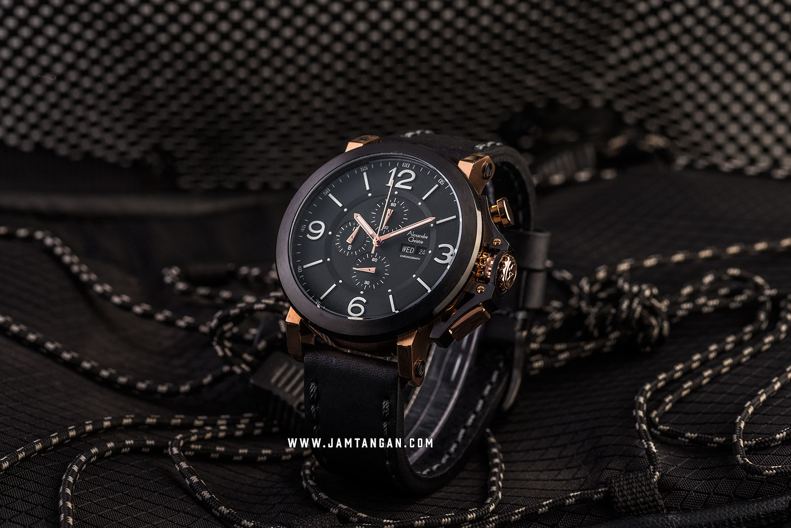 Alexandre Christie AC 6281 MC LBRBASL Man Sport Black Dial Black Leather Strap Machtwatch