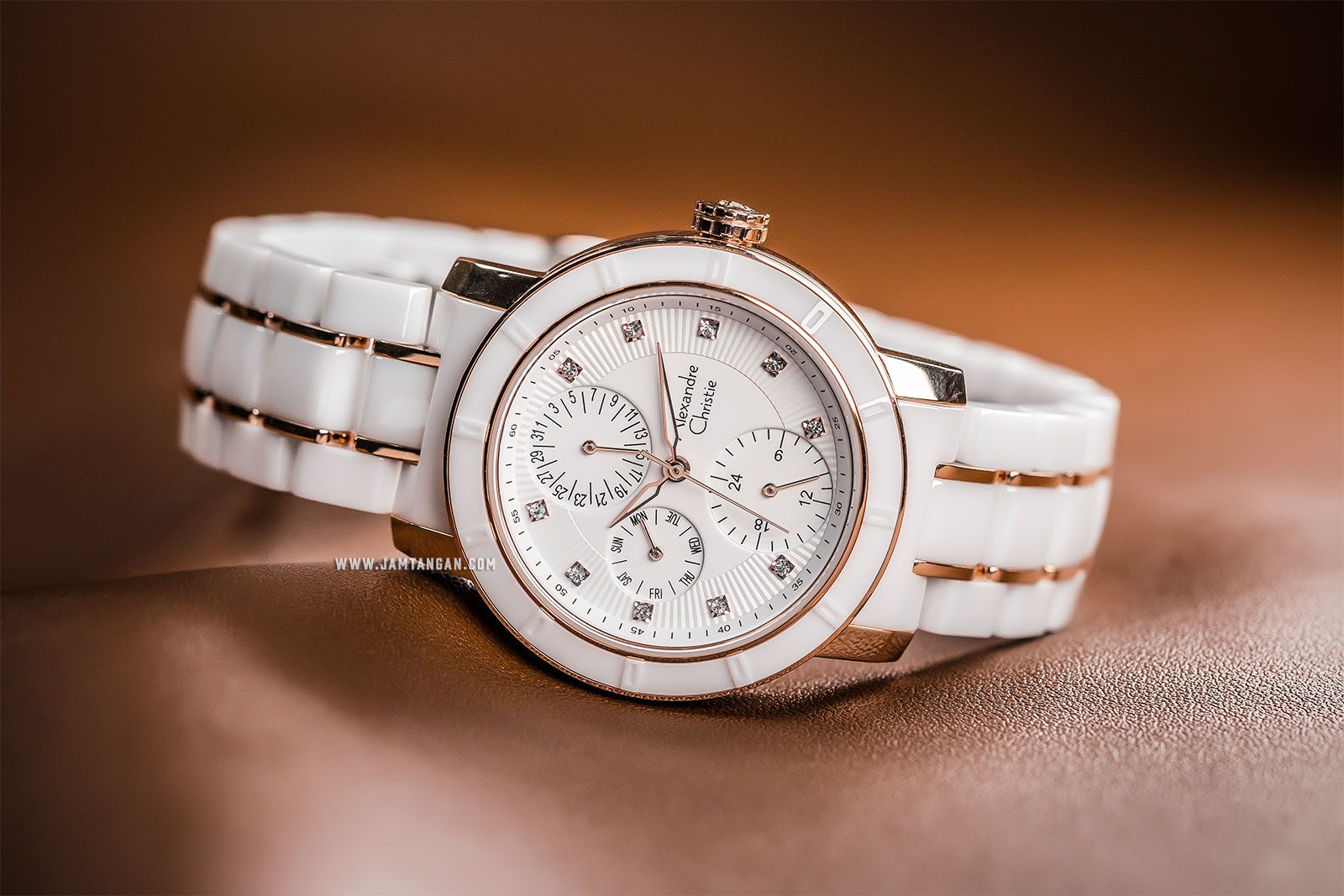 Alexandre Christie AC 6292 BF BRGSL Ladies White Dial Dual Tone Stainless Steel With Ceramic Strap Machtwatch