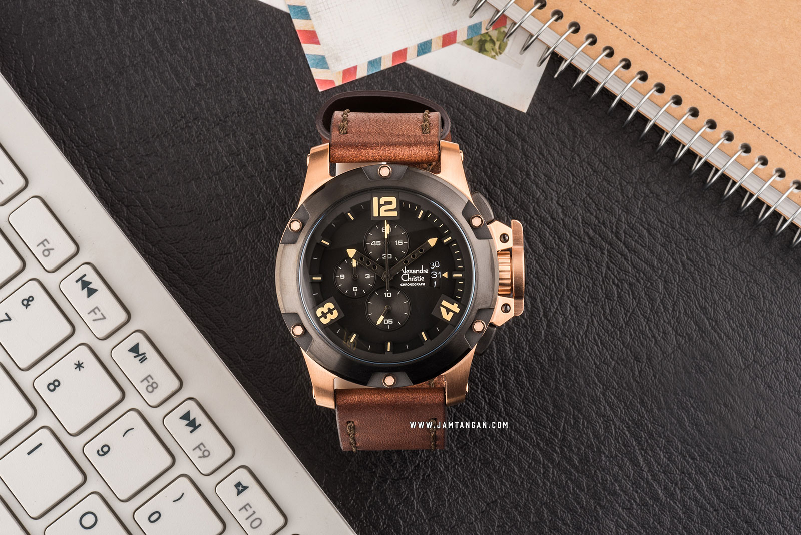 Alexandre Christie AC 6295 MC LBRBABO Man Sport Black Dial Brown Leather Strap Machtwatch
