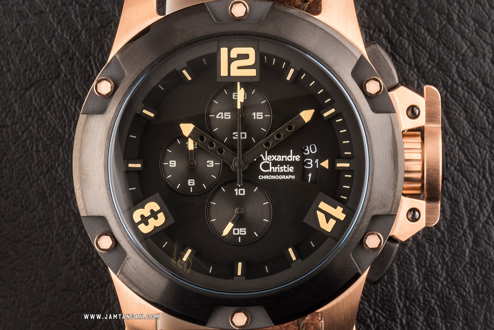 Alexandre Christie AC 6295 MC LBRBABO Man Sport Black Dial Brown Leather Strap Machtwatch