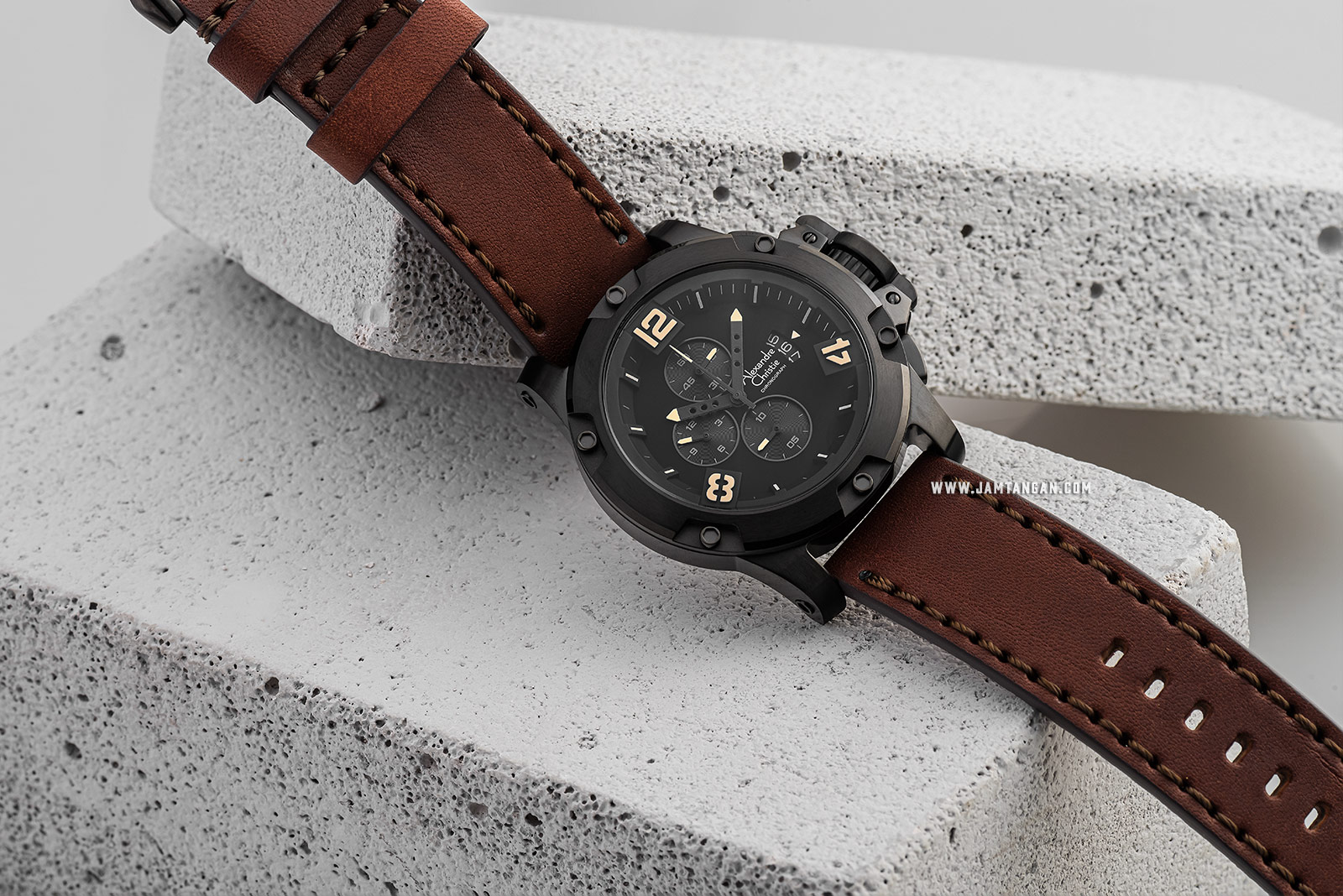 Alexandre Christie AC 6295 MC LIPBAIV Sport Chronograph Men Black Dial Black Leather Strap Machtwatch