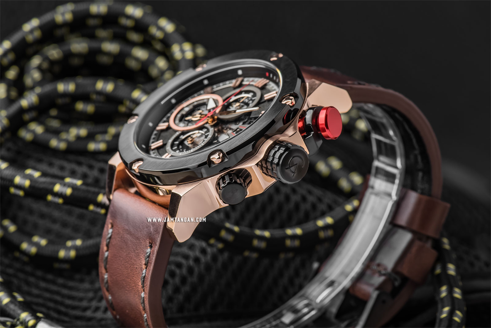 Alexandre Christie AC 6491 MC LBRBA Chronograph Men Black Dial Brown Leather Strap Machtwatch