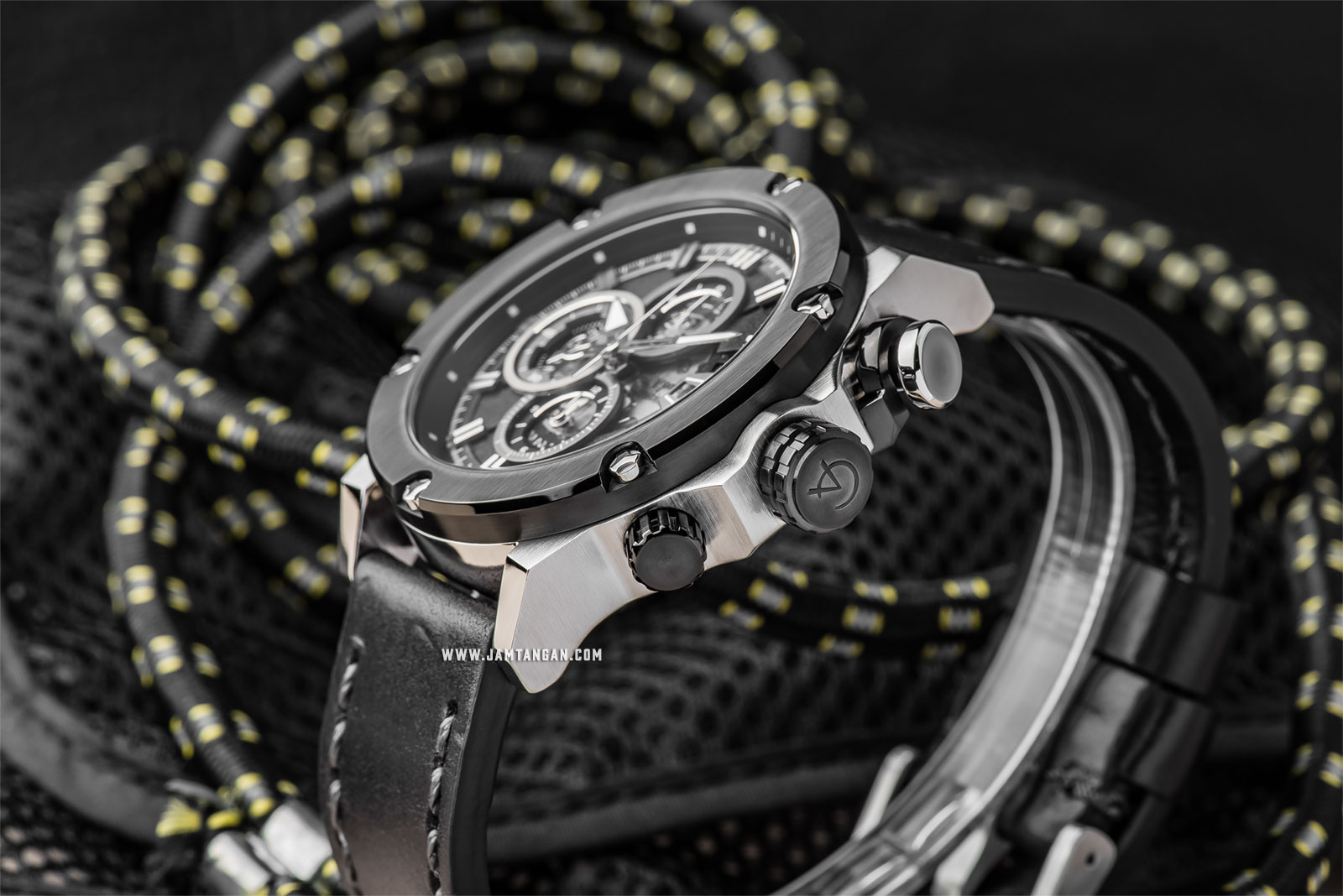 Alexandre Christie AC 6491 MC LTBBA Chronograph Men Black Dial Black Leather Strap Machtwatch
