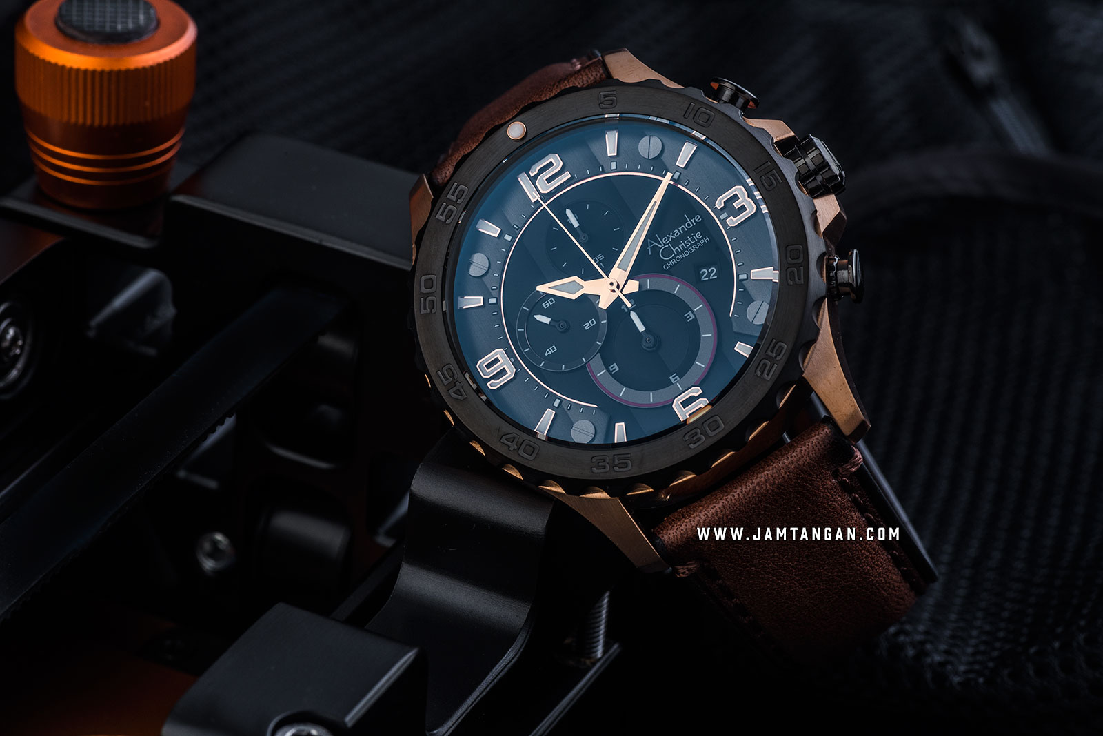 Alexandre Christie AC 6505 MC LBRBA Chronograph Men Black Dial Brown Leather Strap Machtwatch