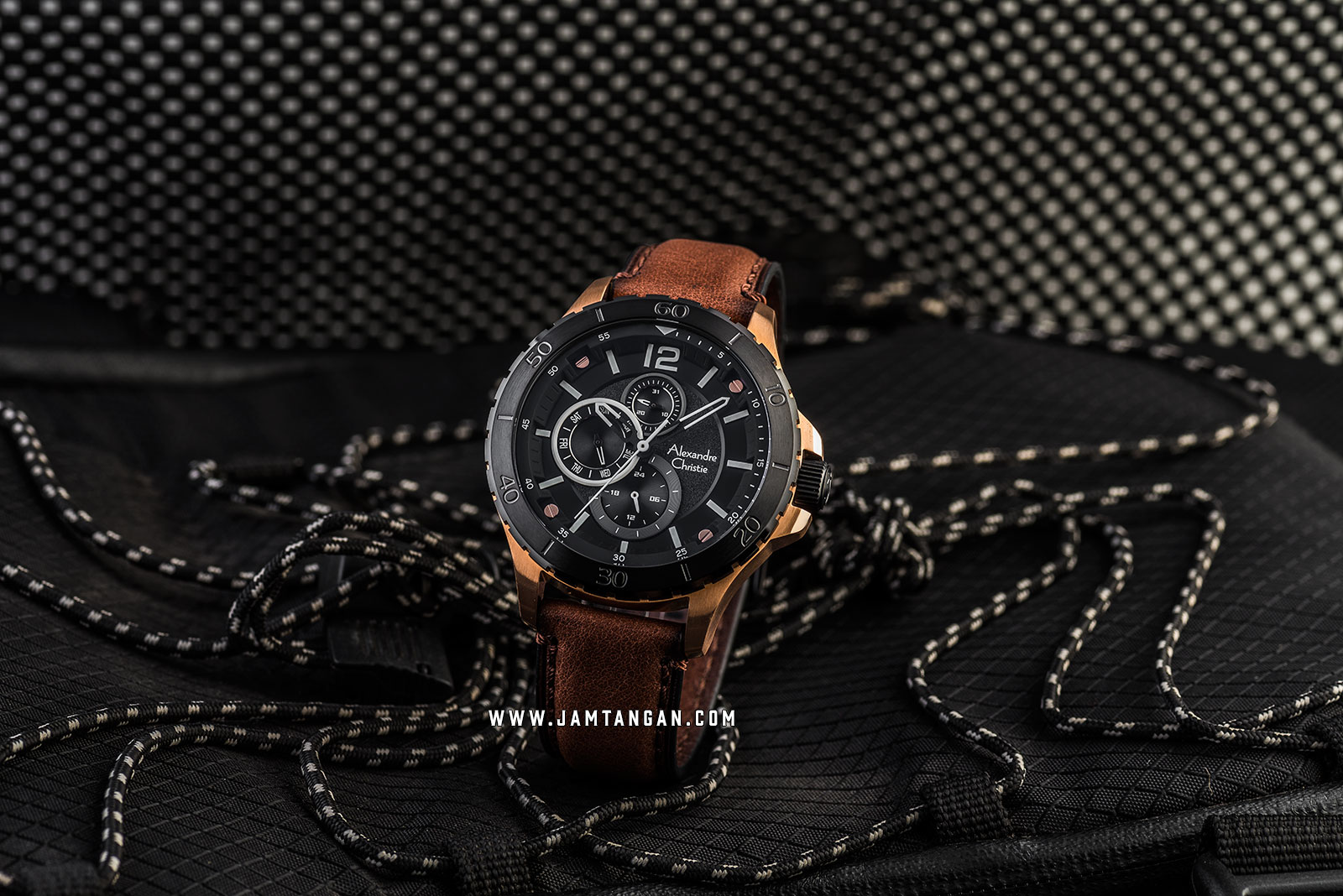 Alexandre Christie AC 6510 MF LBRBA Men Black Dial Brown Leather Strap Machtwatch