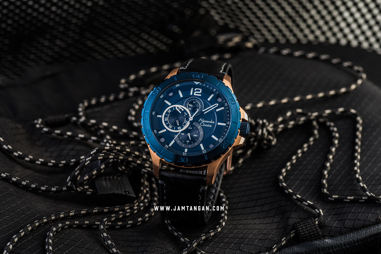 Alexandre Christie AC 6510 MF LURBU Men Blue Dial Black Leather Strap Machtwatch