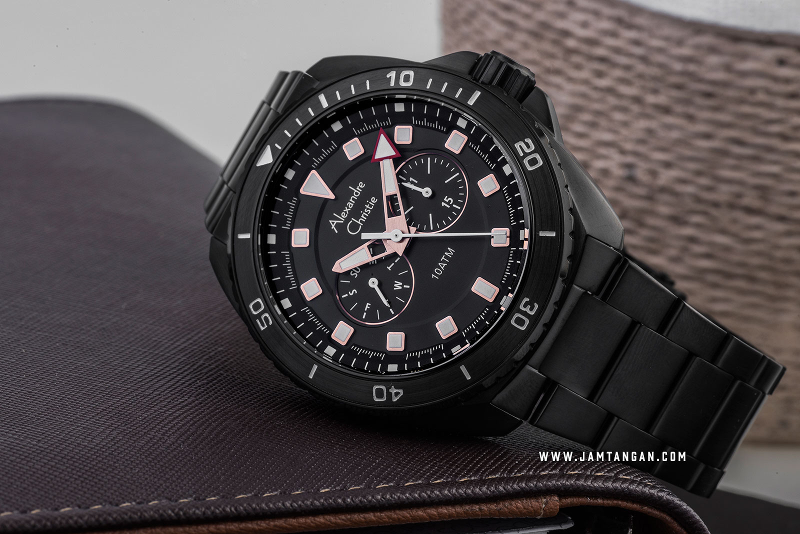 Alexandre Christie AC 6515 MF BIPBA Black Dial Black Stainless Steel Strap Machtwatch
