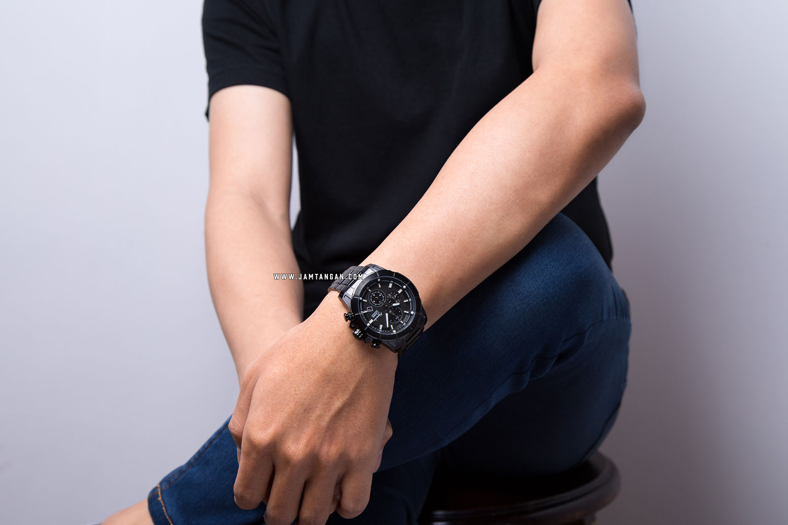 Alexandre Christie AC 6522 MC BIPBA Chronograph Men Black Dial Black Stainless Steel Strap Machtwatch