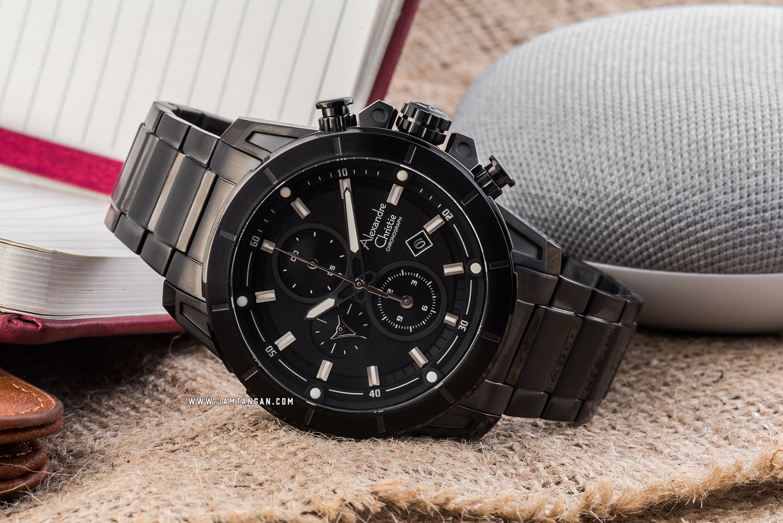 Alexandre Christie AC 6522 MC BIPBA Chronograph Men Black Dial Black Stainless Steel Strap Machtwatch