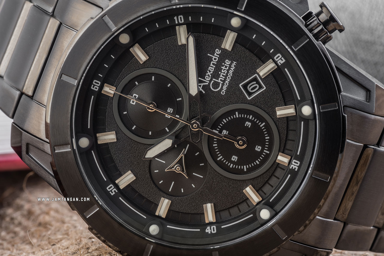 Alexandre Christie AC 6522 MC BIPBA Chronograph Men Black Dial Black Stainless Steel Strap Machtwatch
