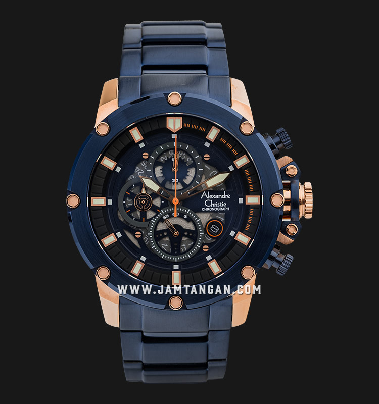 Alexandre Christie Chronograph AC 6564 MC BURBU Men Blue Dial Blue