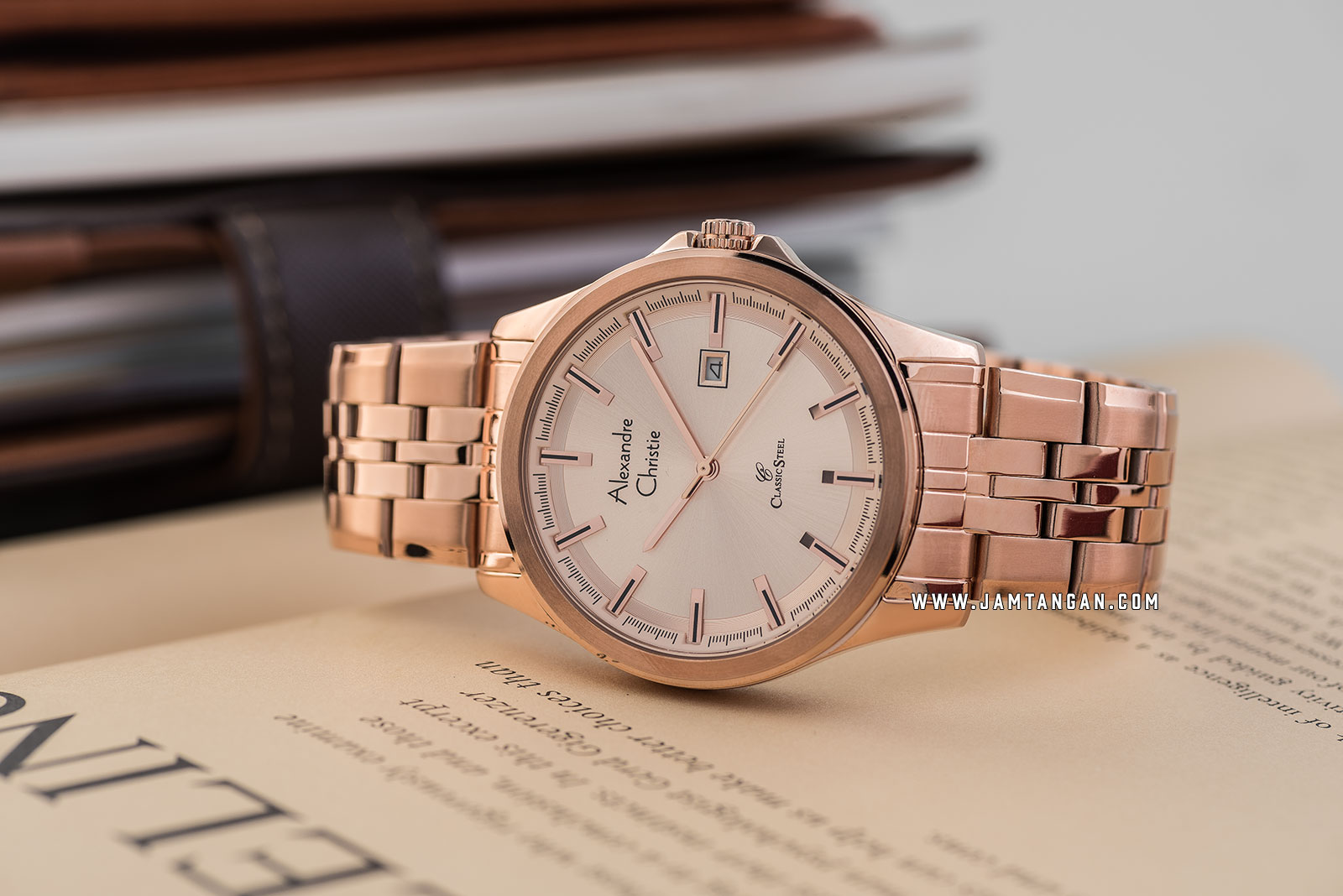 Alexandre Christie AC 8402 MD BRGLN Men Light Rose Gold Dial Rose Gold Stainless Steel Strap Machtwatch