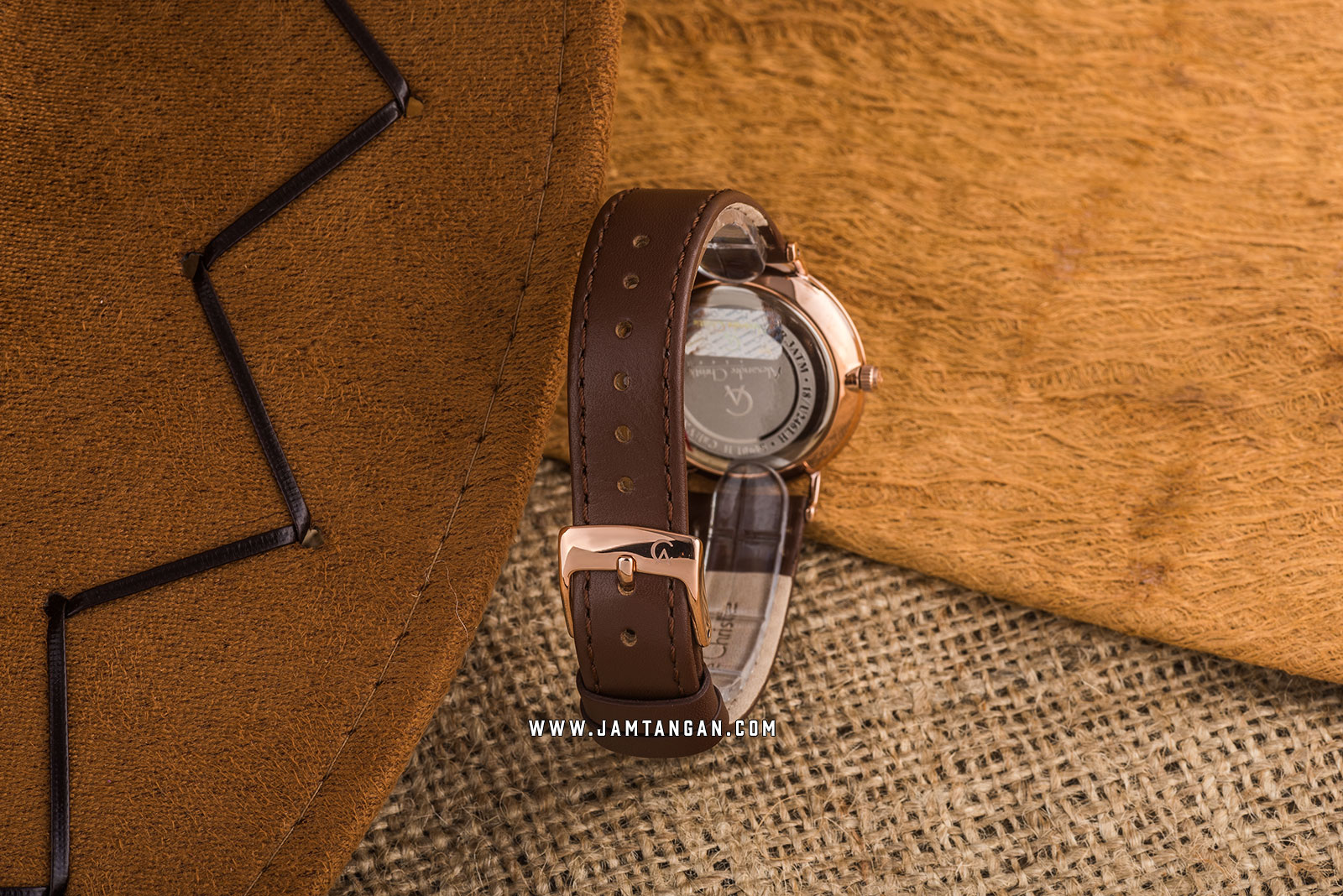 Alexandre Christie AC 8490 LH LRGSL Ladies White Dial Brown Leather Strap Machtwatch
