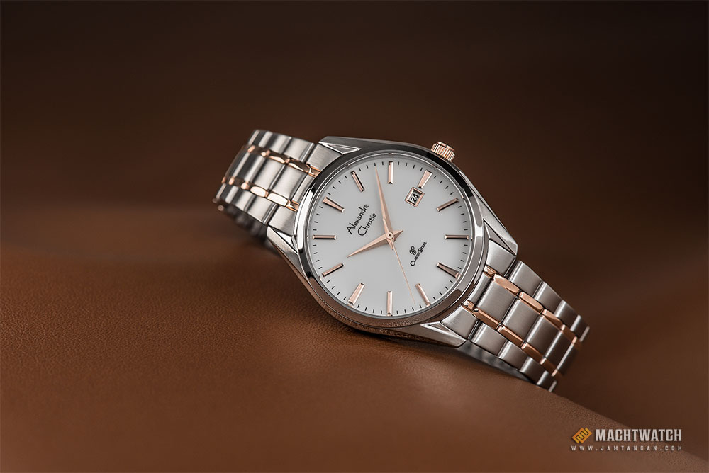 Alexandre Christie AC 8554 LD BTRSL Ladies White Dial Dual Tone Stainless Steel Machtwatch