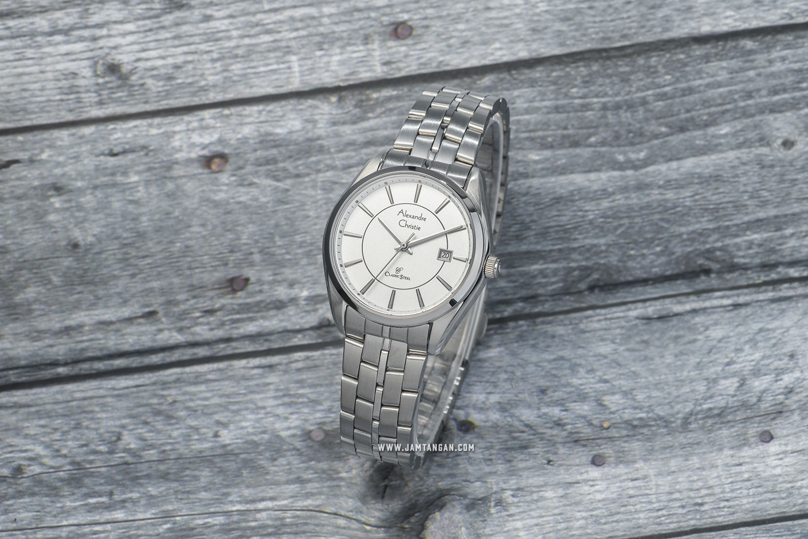 Alexandre Christie AC 8578 LD BSSSL Classic Steel Ladies White Dial Stainless Steel Machtwatch