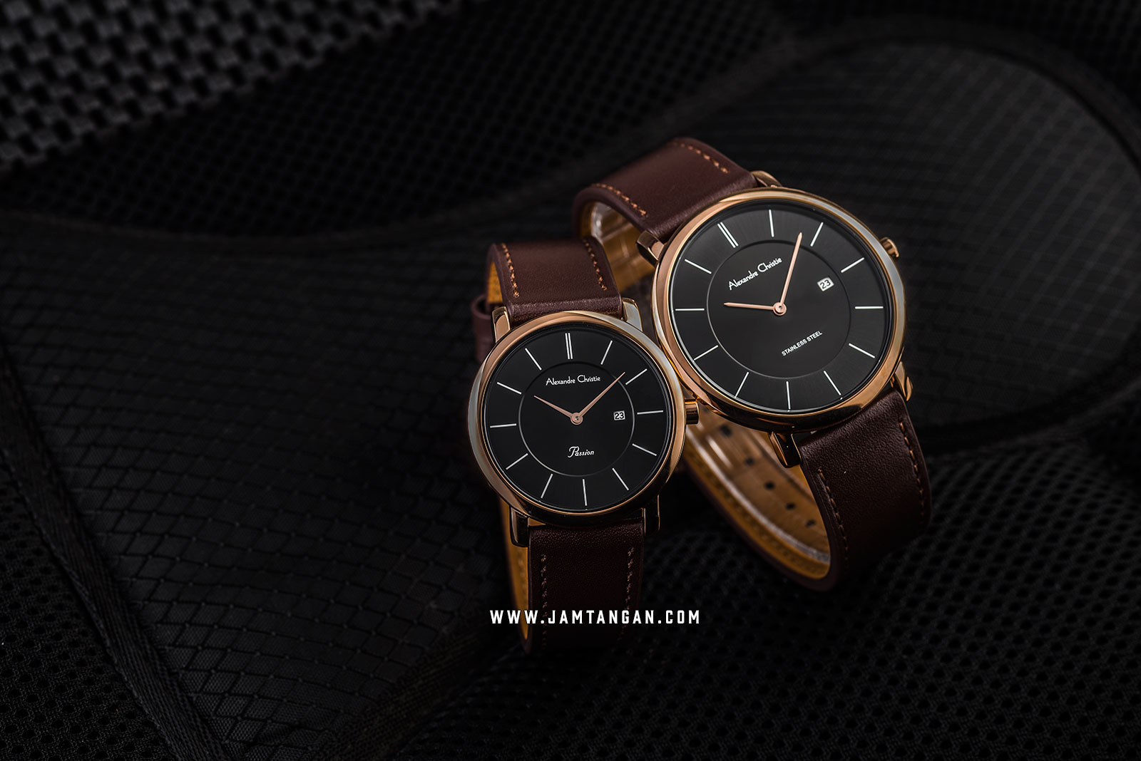Alexandre Christie AC 8589 LD LRGBA Ladies Black Dial Brown Leather Strap Machtwatch