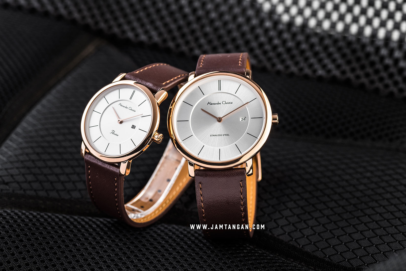 Alexandre Christie AC 8589 MD LRGSL Men Silver Dial Brown Leather Strap Machtwatch