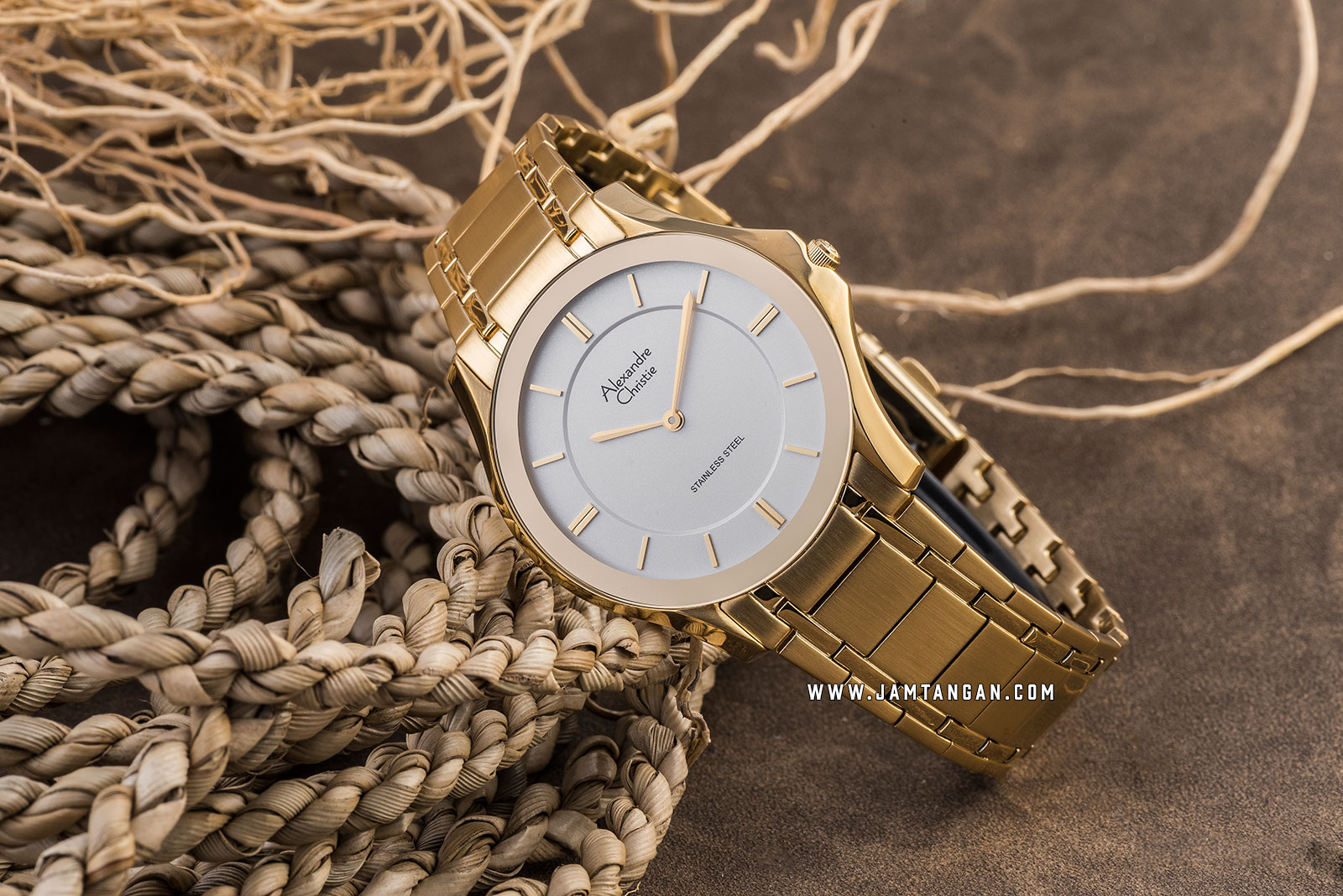 Alexandre Christie AC 8605 MH BGPSL Silver Dial Gold Stainless Steel Strap Machtwatch