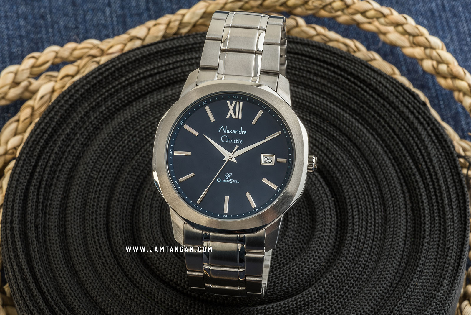 Alexandre Christie AC 8619 MD BSSBU Classic Steel Men Blue Dial Stainless Steel Strap Machtwatch