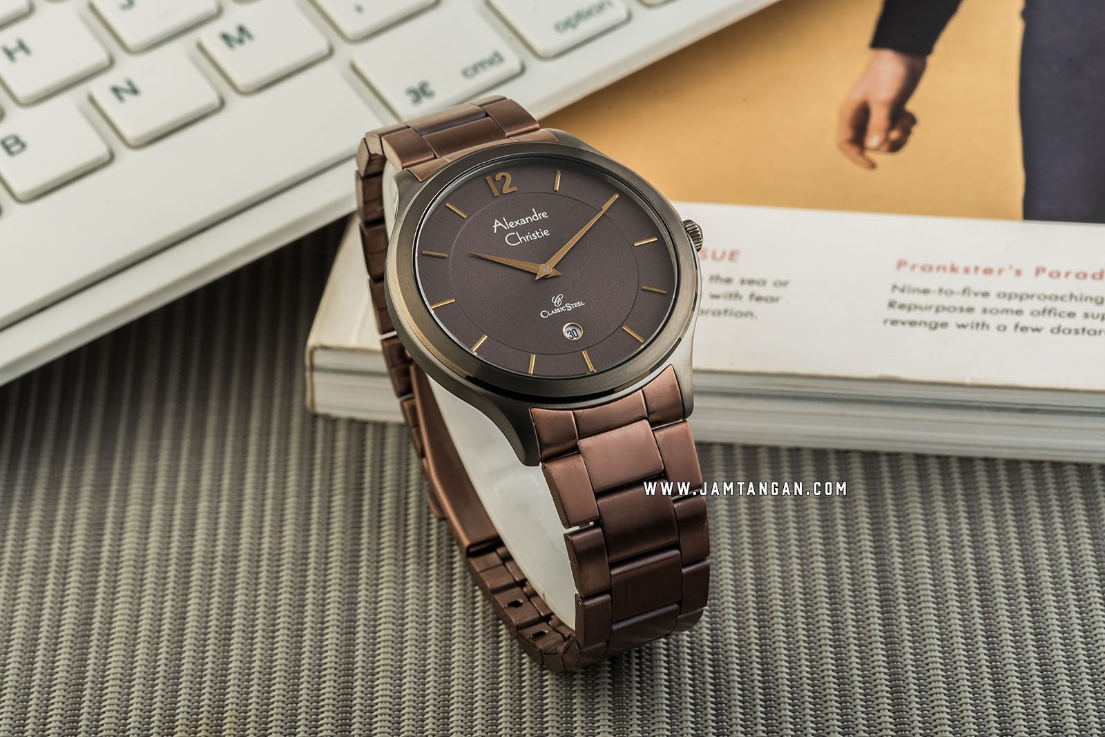 Alexandre Christie AC 8623 MD BBWDB Men Brown Dial Brown Stainless Steel Strap Machtwatch