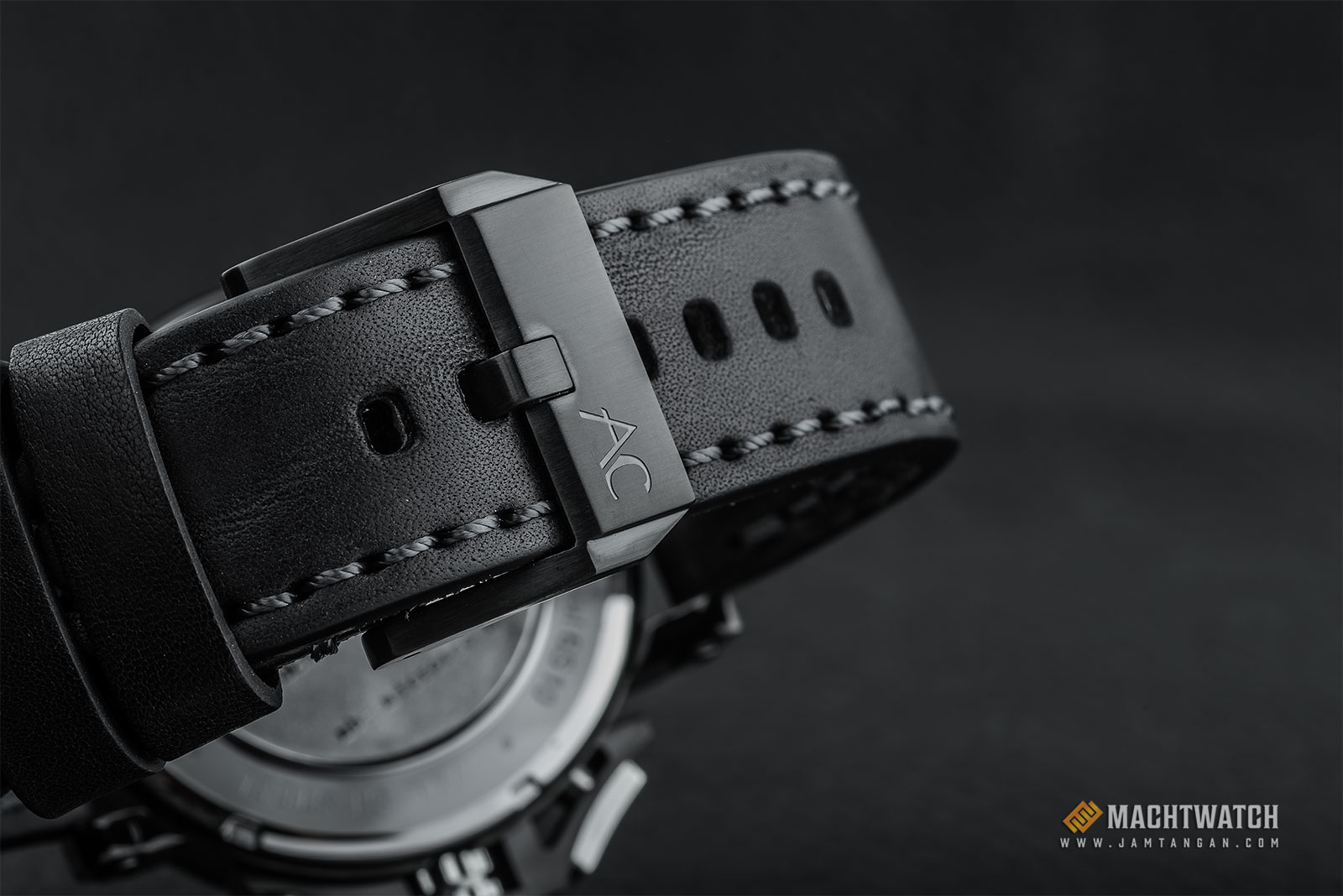 Alexandre Christie AC 9200 NM CLBGBA Night Vision Chronograph Black Dial Black Leather Strap Machtwatch