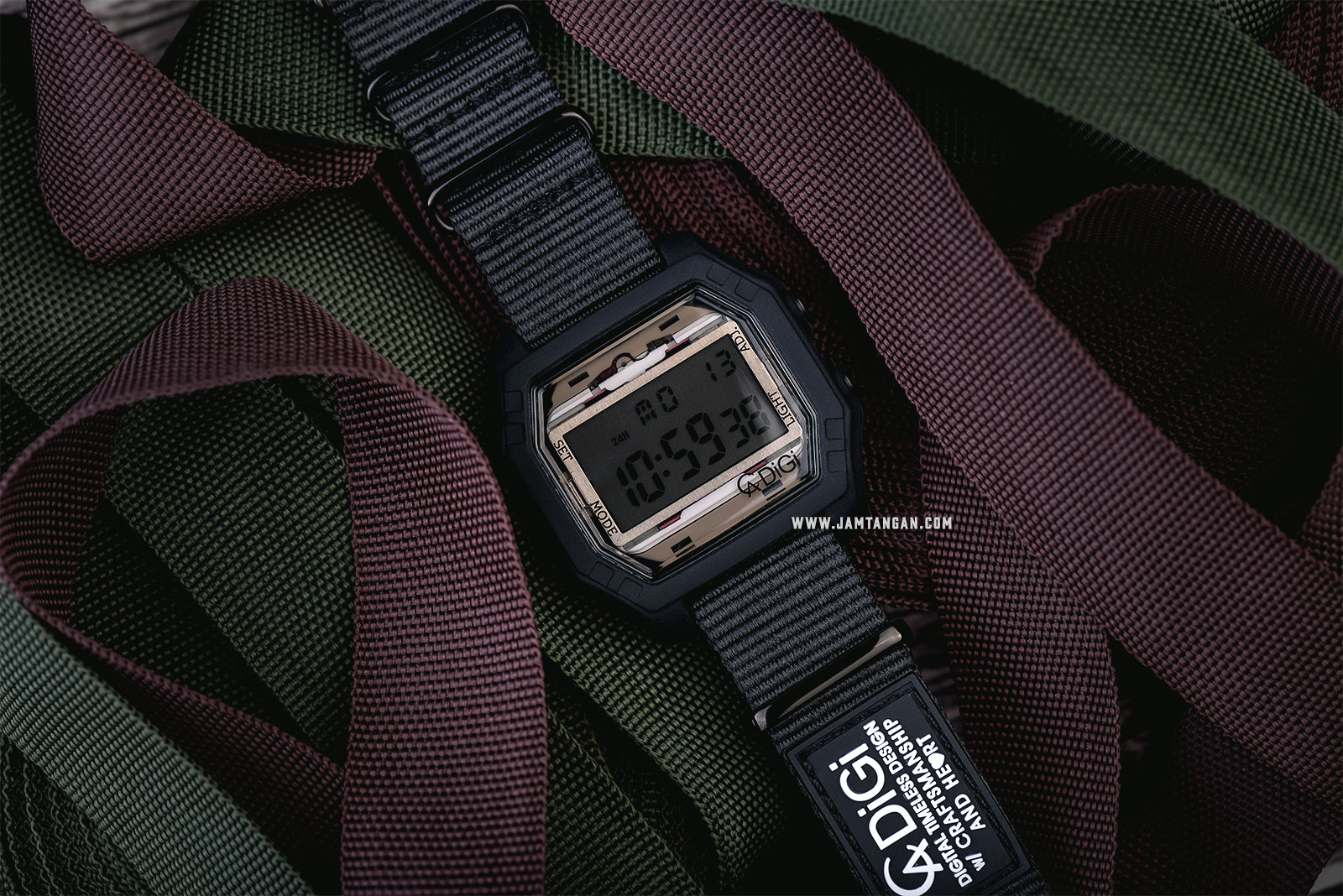 Alexandre Christie AC 9224 ME NIPBA Digital Dial Black Nylon Strap Machtwatch