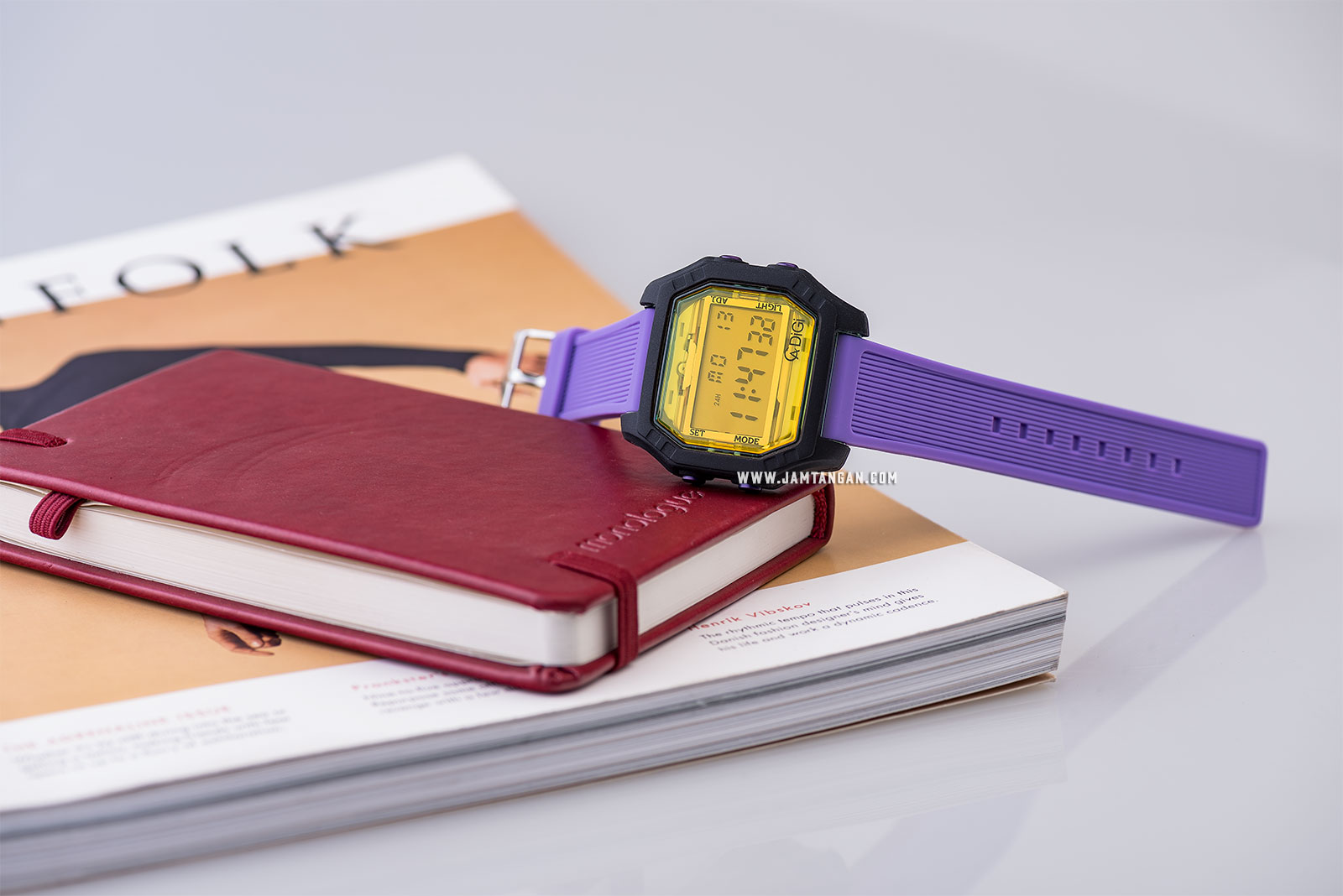 Alexandre Christie AC 9224 ME RGNSL Digital Dial Purple Rubber Strap Machtwatch