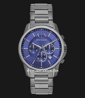 Armani Exchange AX1731 Chronograph Blue Dial Gunmetal Stainless Steel ...