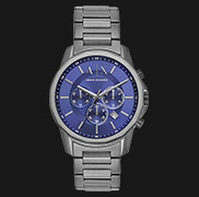 Armani Exchange AX1731 Chronograph Blue Dial Gunmetal Stainless Steel ...