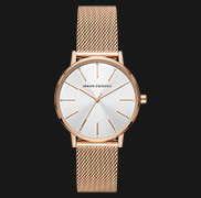 Armani Exchange Lola AX5573 Silver Dial Rose Gold Mesh Strap ...