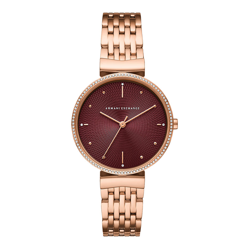 Armani Exchange AX5912 Ladies Brown Dial Rose Gold Stainless Steel ...