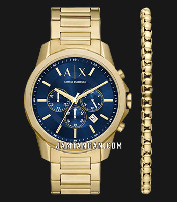 Armani Exchange AX7151SET Chronograph Blue Dial Gold Stainless Steel ...
