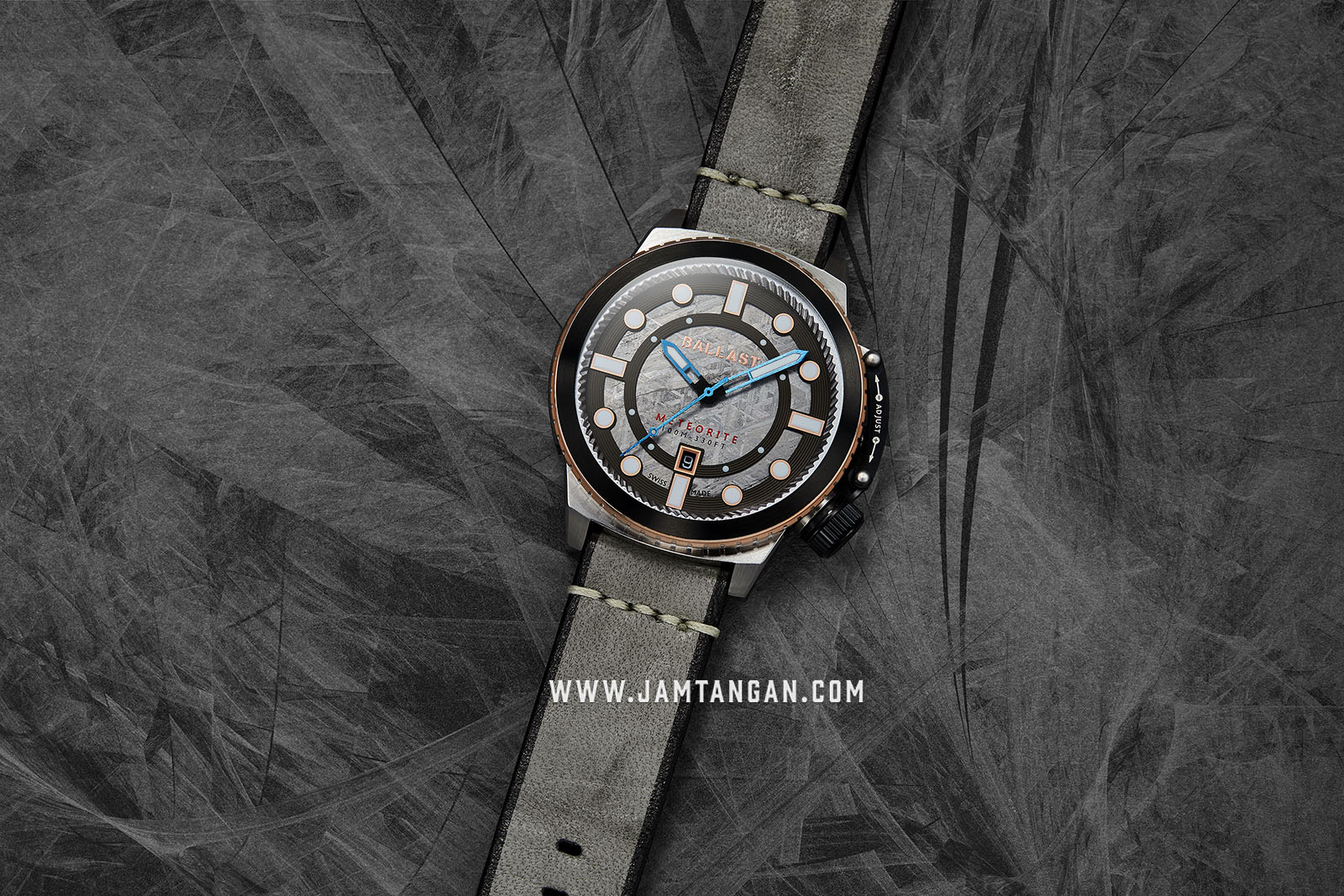 Ballast BL-3139-01 Trafalgar Conqueror Men Raw Meteorite Dial Grey Leather Strap Machtwatch
