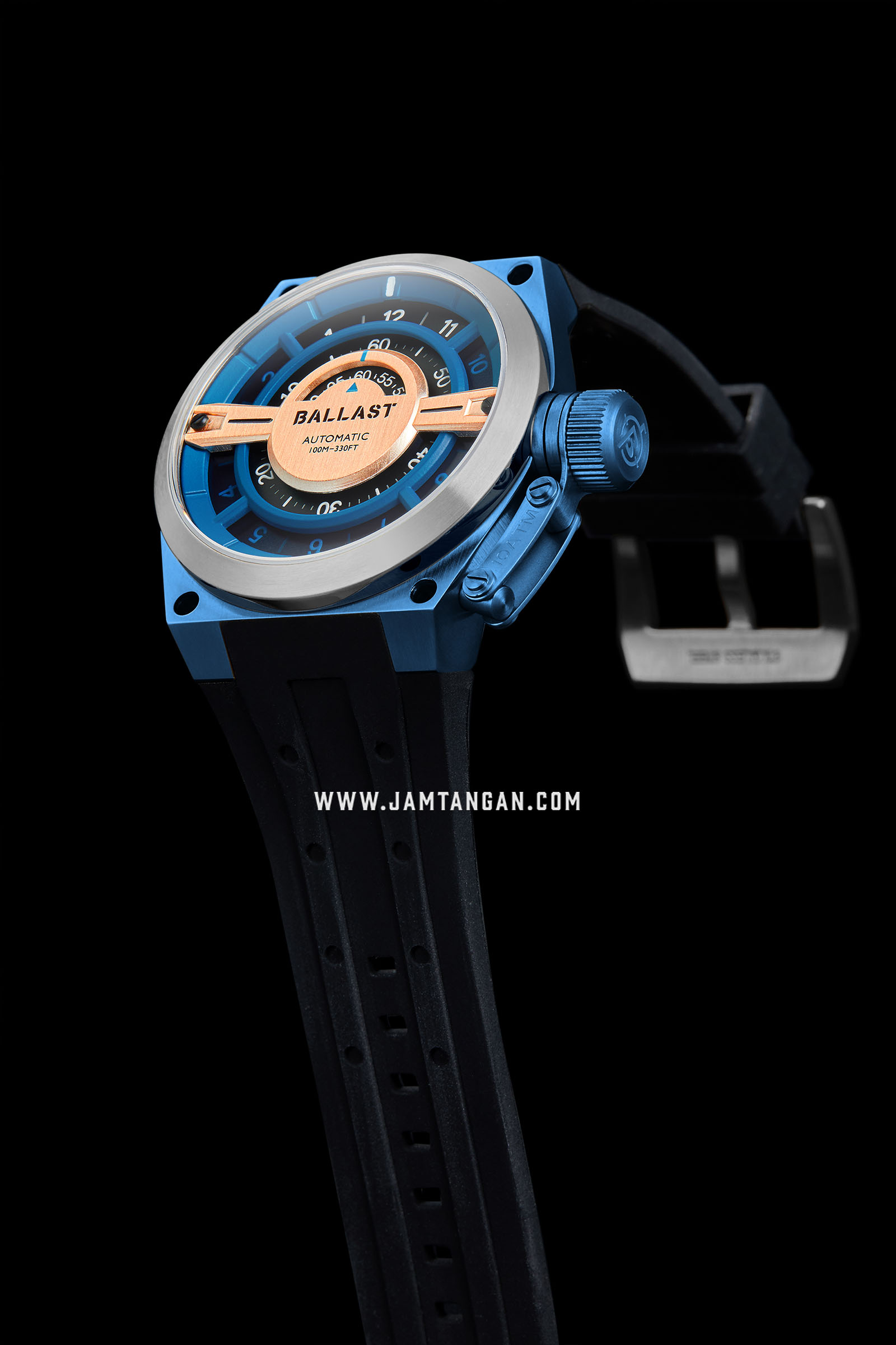 Ballast BL-3141-04 Valiant Gauge Automatic Black Dial Black Rubber Strap Machtwatch
