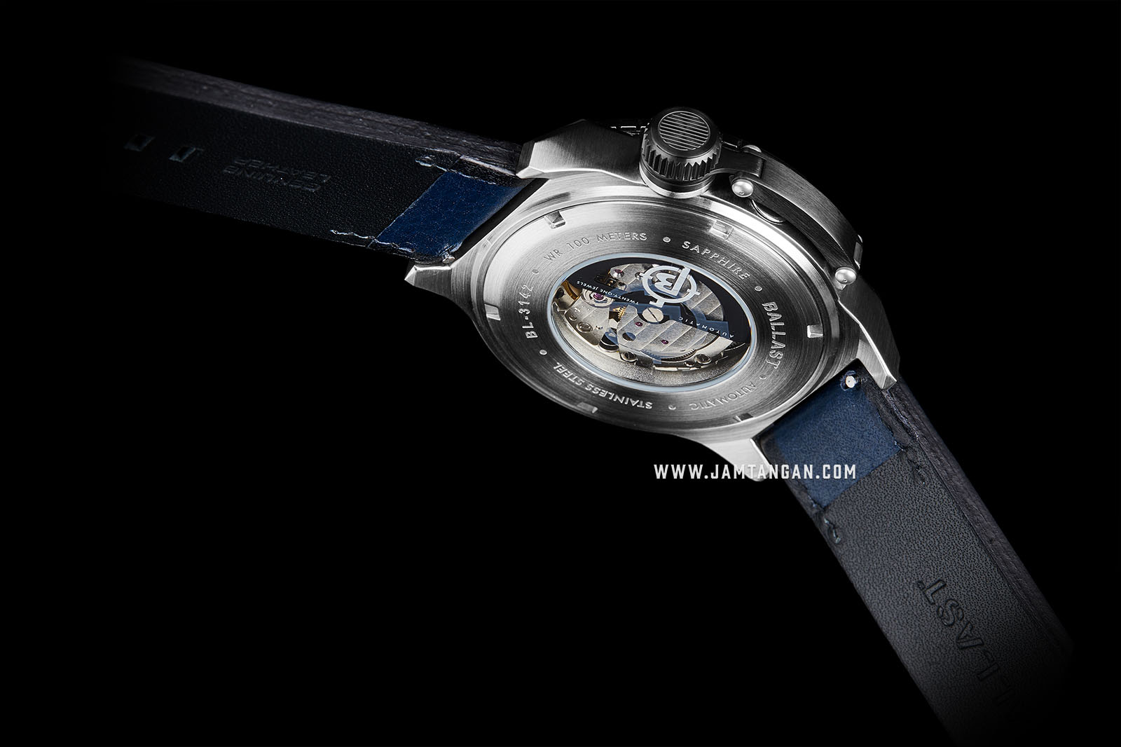 Ballast BL-3142-01 Trafalgar Dual Time Automatic Men Blue Dial Blue Leather Strap Machtwatch