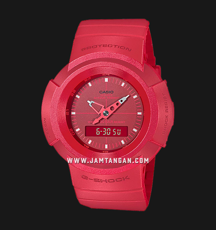 Casio G Shock Aw 500bb 4edr Oldschool Red Digital Analog Dial Red Resin Band Jamtangan Com